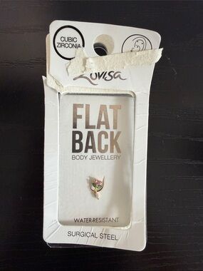 Lovisa Gold Flat-Back Earring with Pink and Green Accents